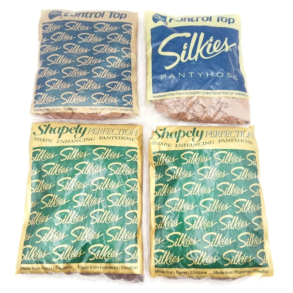 Vintage 4 Silkies Pantyhose‎ Control Top Shape Enhancing Hosiery Tall Taupe USA
